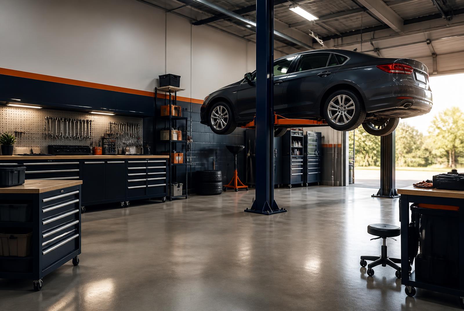 Universal Service Center website design featuring a modern automotive service bay